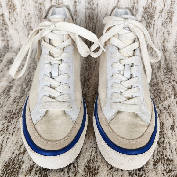 Rag & Bone RB "Army" High Top Sneakers White Blue | Women's Size 8.5 - Picture 4 of 16